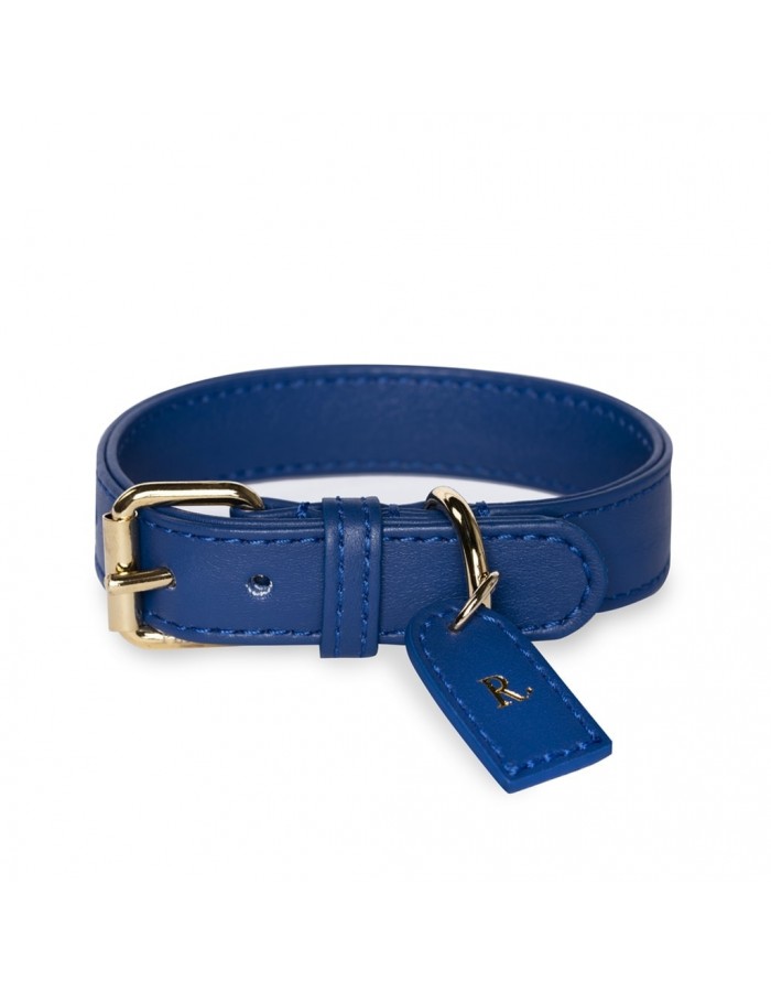 Collare in pelle blu royal Perro Collection